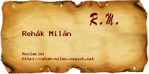 Rehák Milán névjegykártya